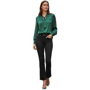 MOTHER The Hustler Ankle Fray Jeans Not Guilty Black 25x25 High Rise Flare NWOT